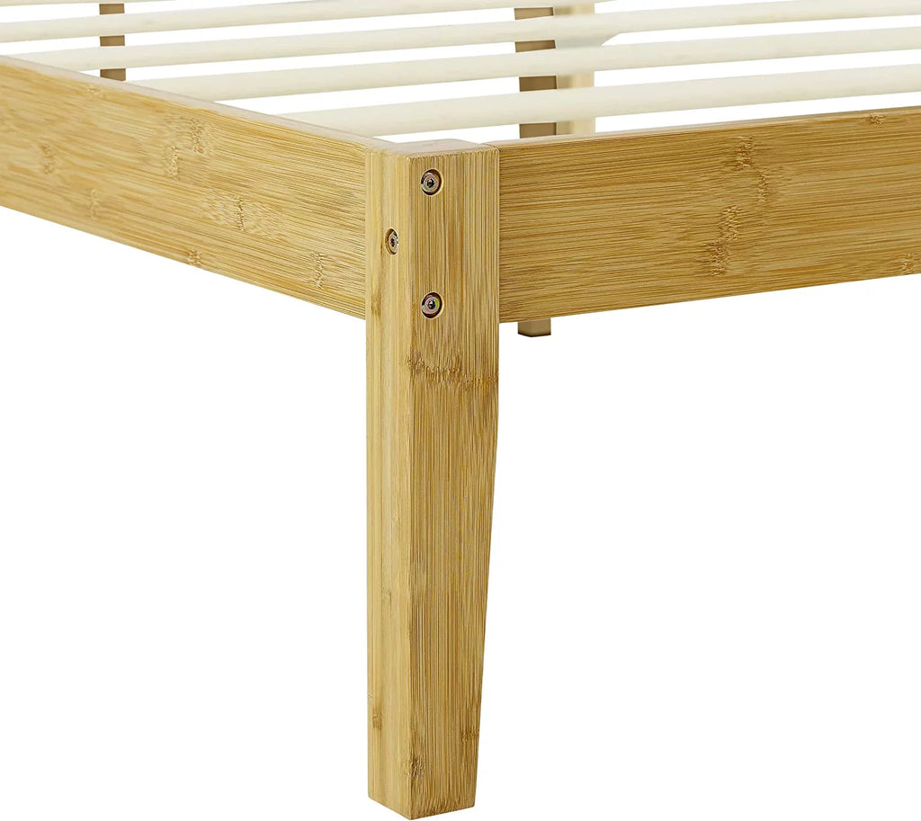 Natural Bamboo Queen Platform Bed Frame With Headboard Y583440