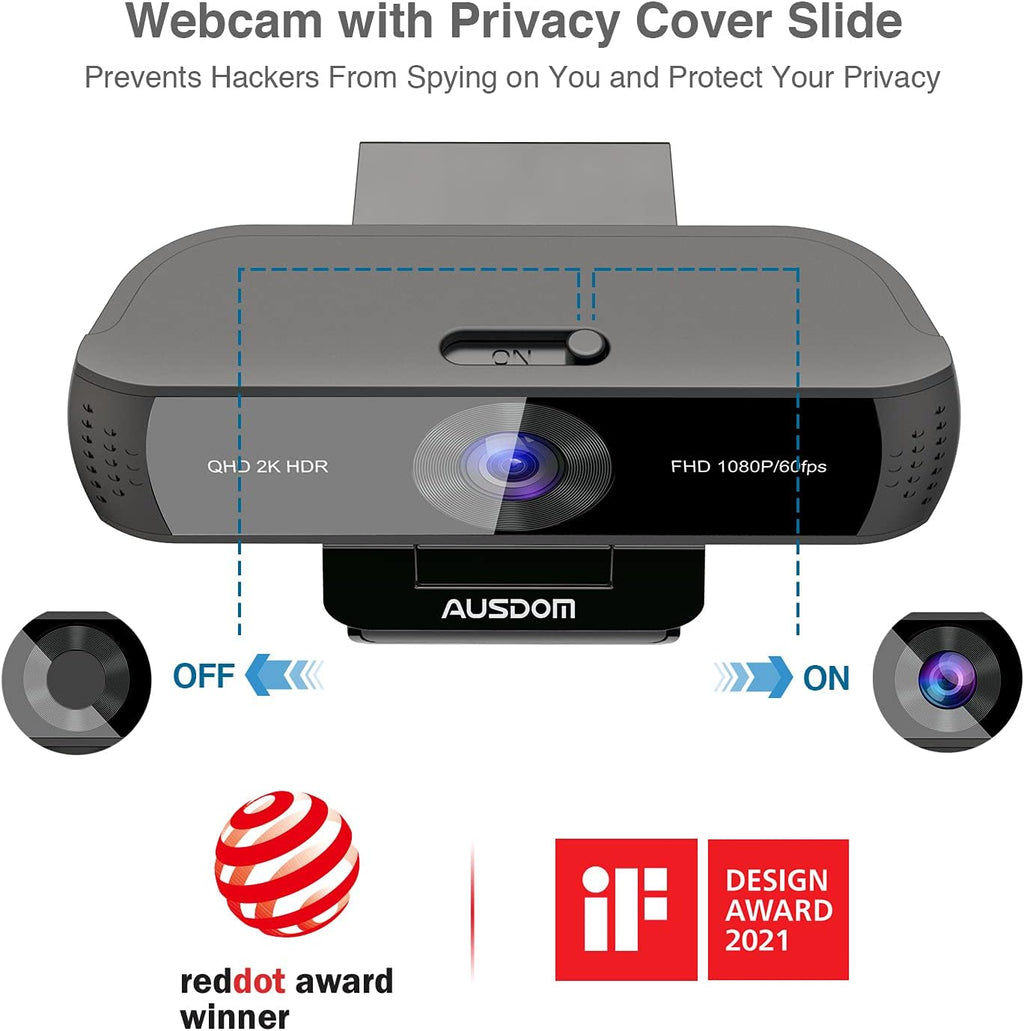 2K QHD AutoFocus Webcam with Dual Noise Cancelling Microphones K159384