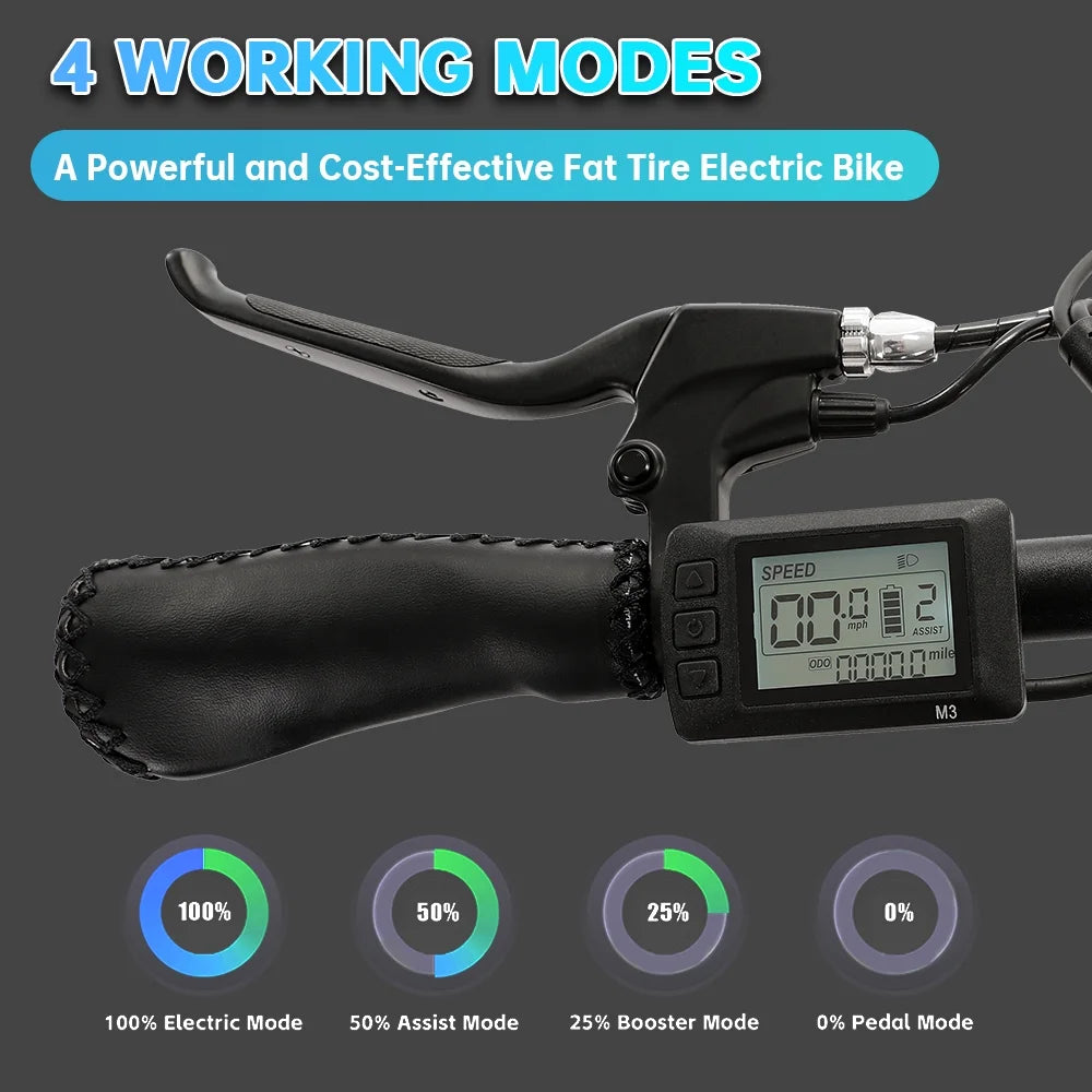 Foldable 20" 500W 36V Electric Bicycle Fat Tire Removable Battery 7 Speed D146764