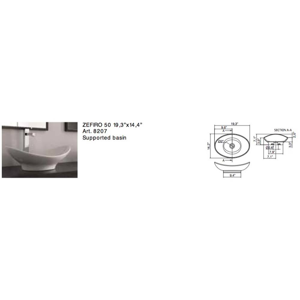 White Oval Vessel Bathroom Sink C619101