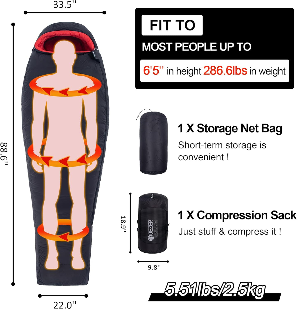 660 Fill Power Down Sleeping Bag -20°F R70968