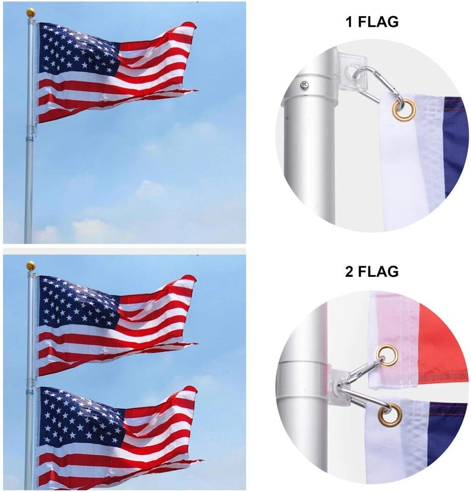 25FT Telescoping Aluminum Flagpole Kit with Tire Mount Base N288864