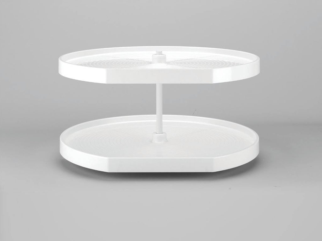 Almond Polymer D-Shape Lazy Susan 2-Shelf K704505