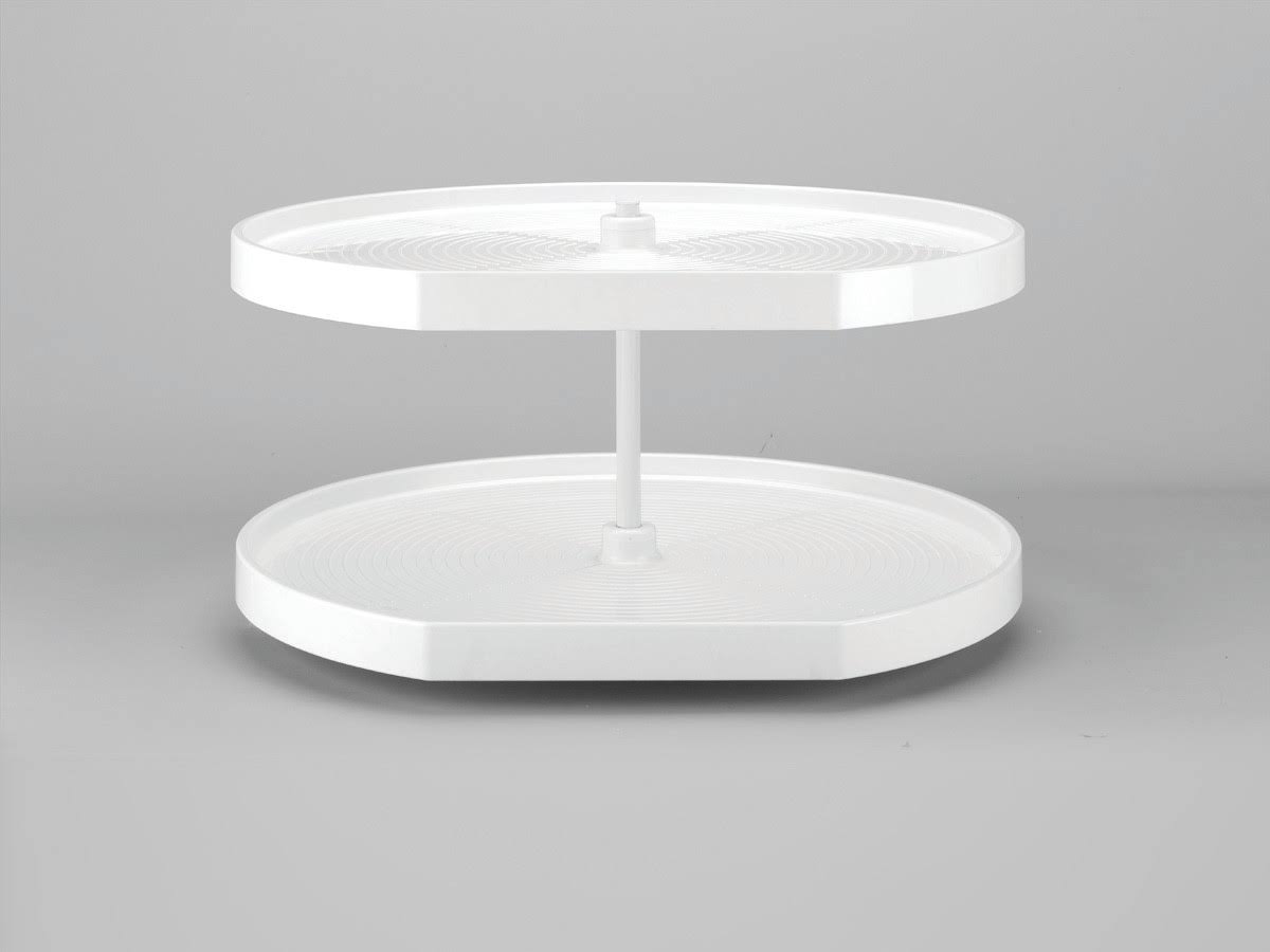 Almond Polymer D-Shape Lazy Susan 2-Shelf K704505