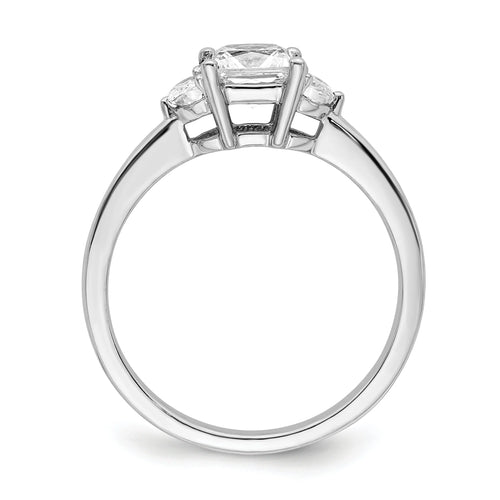 14k White Gold 3 Stone Half Moon Princess Cut CZ Ring D8294