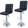 Black Leather Swivel Bar Stool, Set of 2 N29833