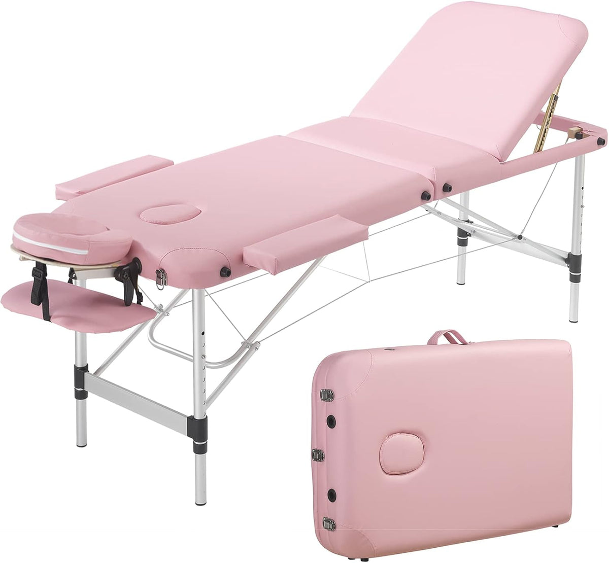 Pink Portable Folding Massage Table with Carrying Bag U534383