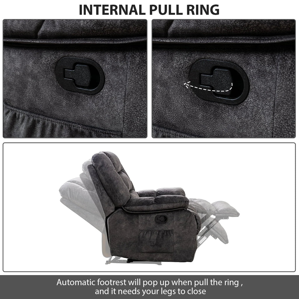 Gray Fabric Manual Recliner with Massage and Heat L74055