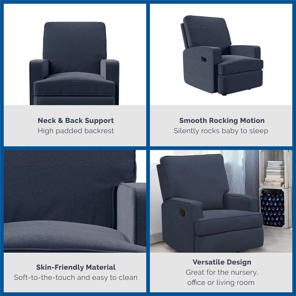 Navy Chenille Rocker Recliner Chair Q5835