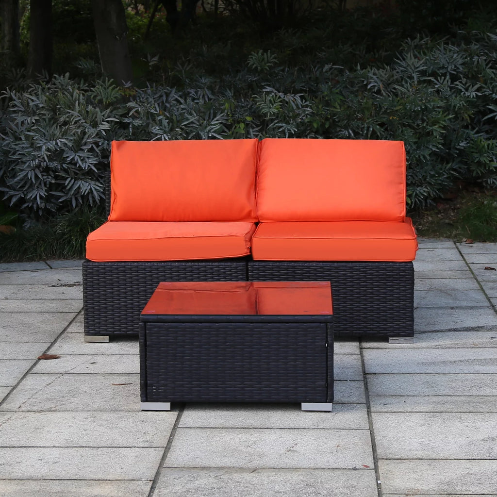3 Pcs PE Rattan Wicker Patio Sofa Set Q208