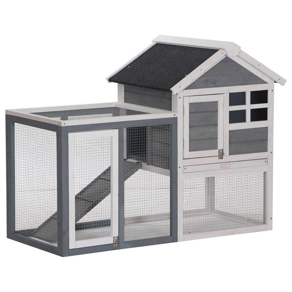 Outdoor Wooden Rabbit Hutch with Run F155308