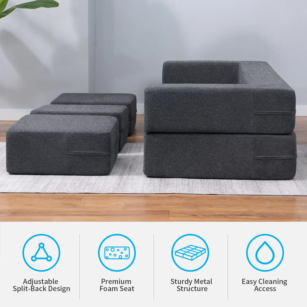 Dark Grey Convertible Sofa Bed X3822
