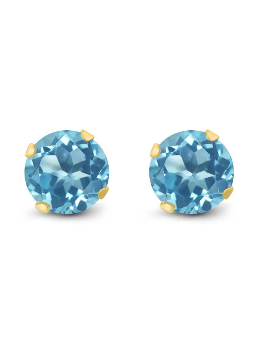 14K Yellow Gold Blue Topaz Stud Earrings U85538