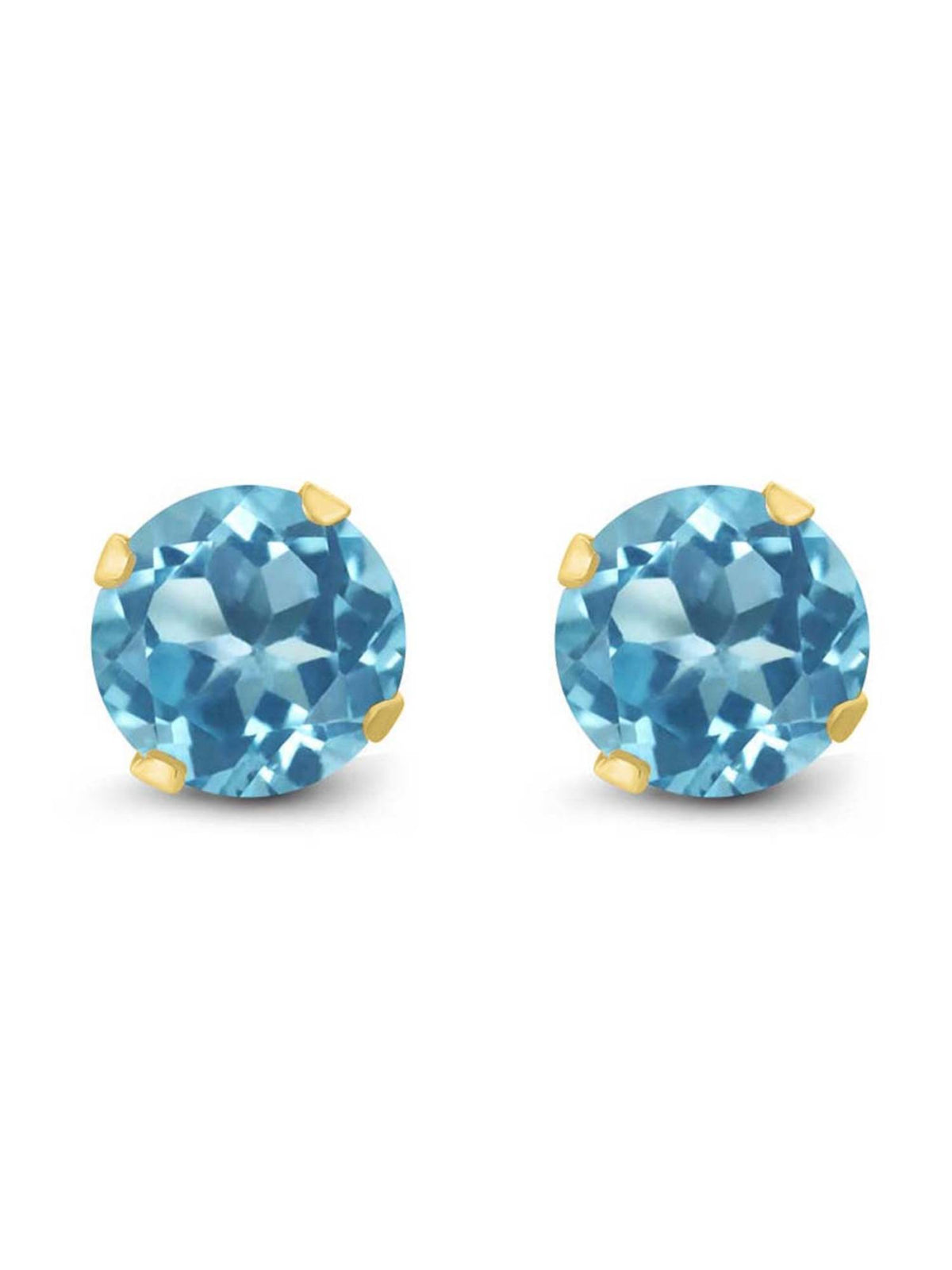14K Yellow Gold Blue Topaz Stud Earrings U85538