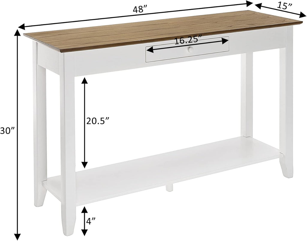 1-Drawer Console Table with Shelf, Driftwood/White W101586