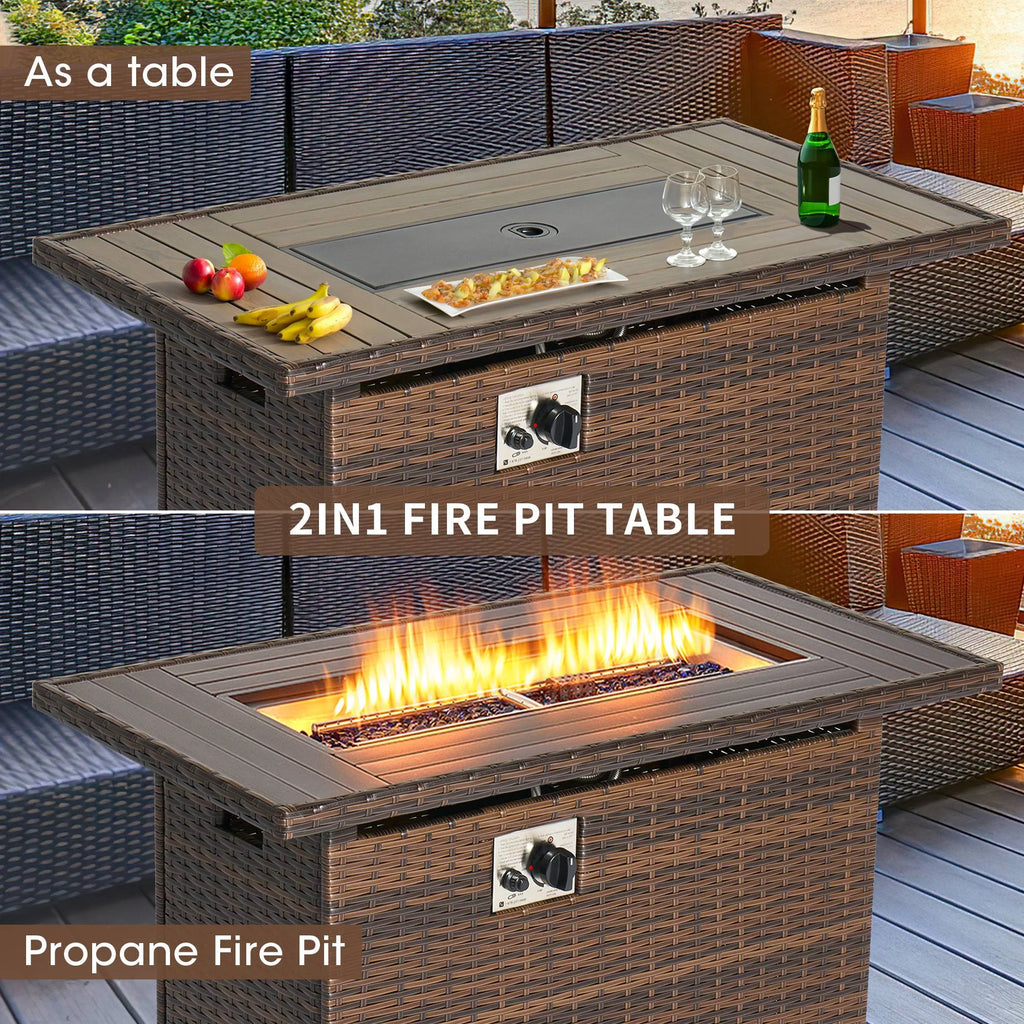 8 Pcs Patio Furniture Set with Fire Pit Table T3389