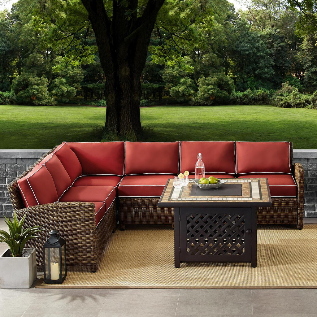 5Pc Outdoor Wicker Sectional Set with Glass Top Coffee Table I70740
