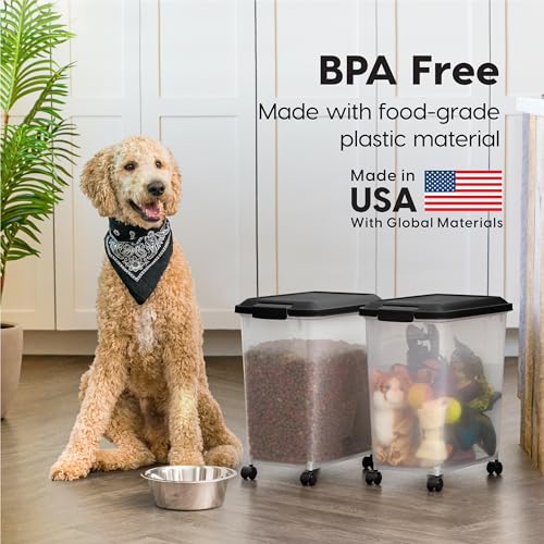 Dog Food Storage Container 2 Pack 30 lbs Airtight Clear Black K534880