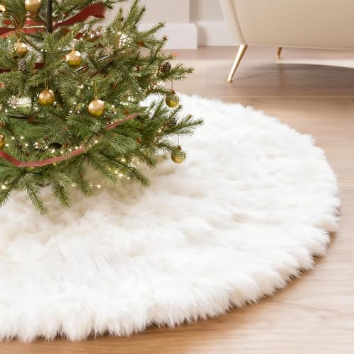 36 inch White Plush Velvet Tree Skirt O484