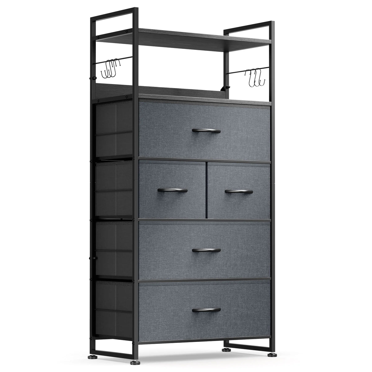 White 12 Drawer Dresser with Side Pockets and Hooks S34291