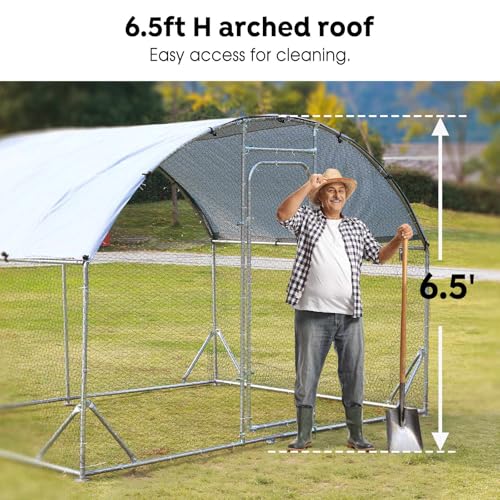Large Metal Walk-in Chicken Coop with Anti-UV Cover Y27335