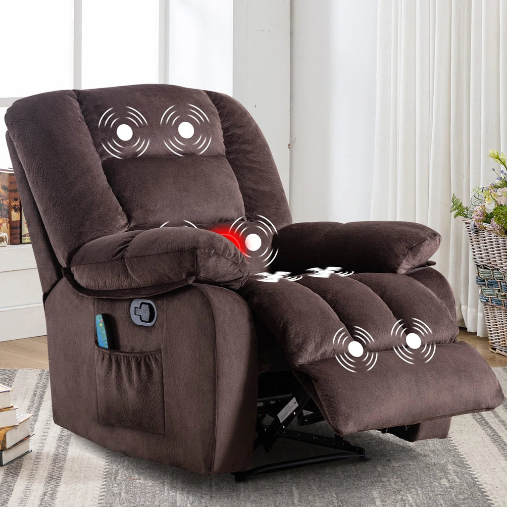 Gray Fabric Manual Recliner with Massage and Heat L74055