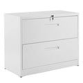 White 2 Drawer Metal Lateral File Cabinet V4609