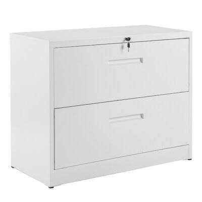 White 2 Drawer Metal Lateral File Cabinet V4609