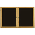 2 Door Enclosed Black Felt Changeable Letter Board with Red Oak Frame U141405