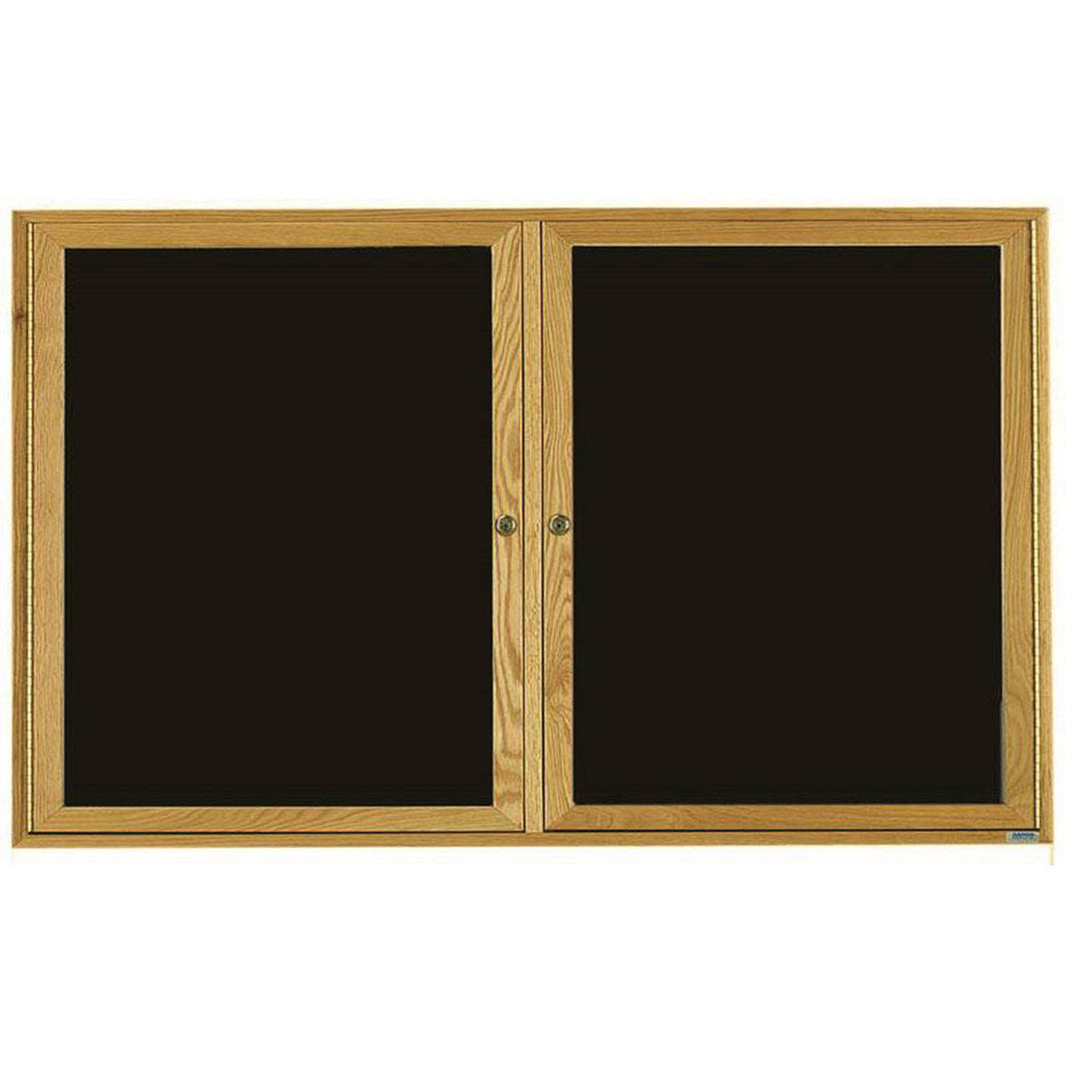 2 Door Enclosed Black Felt Changeable Letter Board with Red Oak Frame U141405