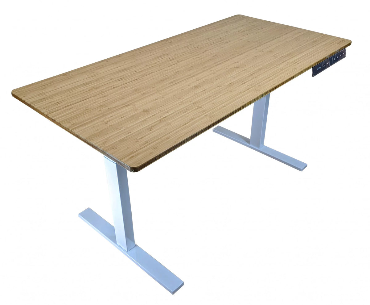 White Natural Bamboo Adjustable Computer Desk G4473