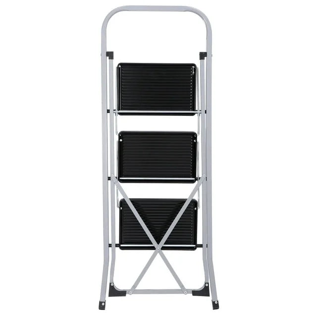 3 Step Folding Step Stool 330lbs Capacity Silver T784