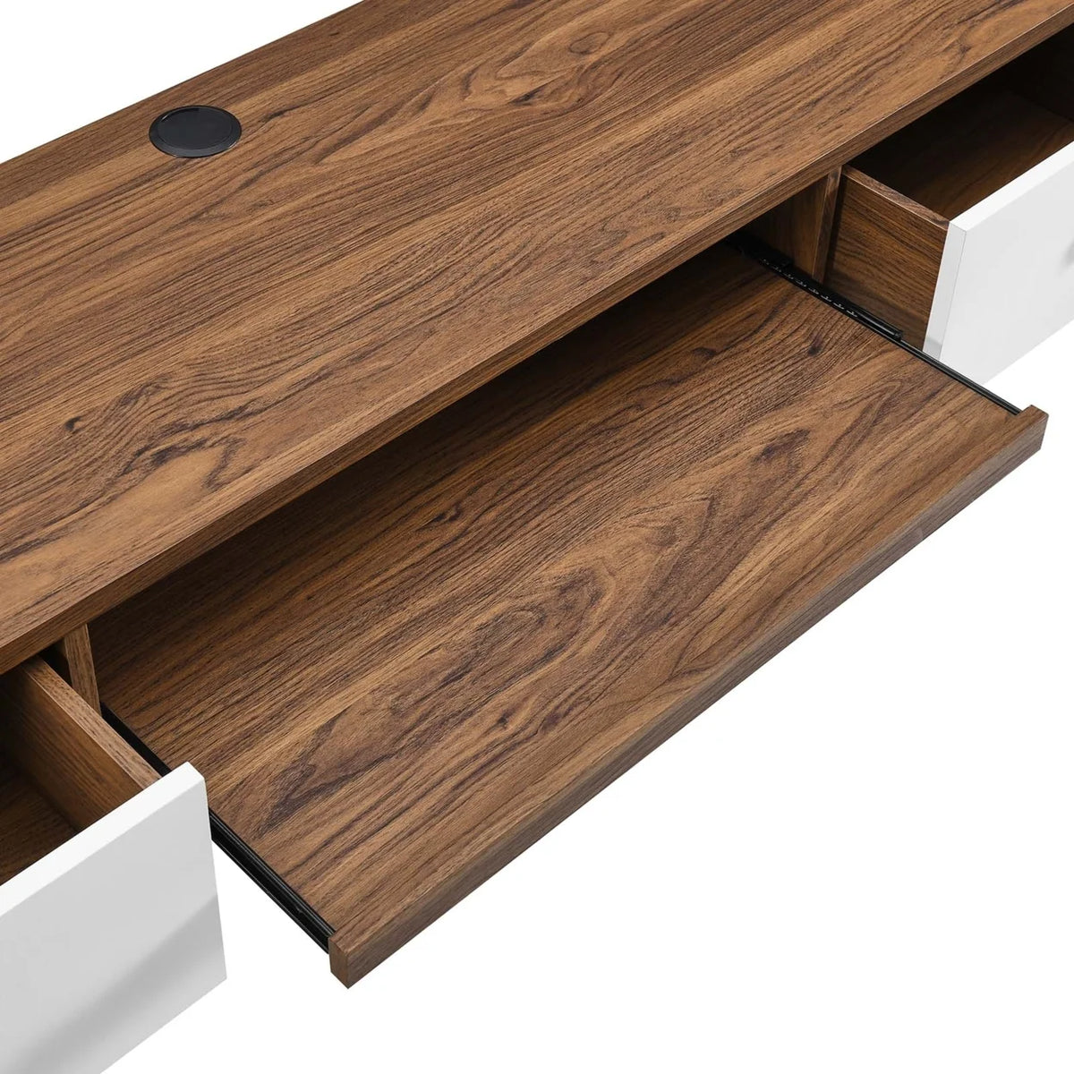 60" Wall Mount Wood Office Desk in Walnut/White R1332