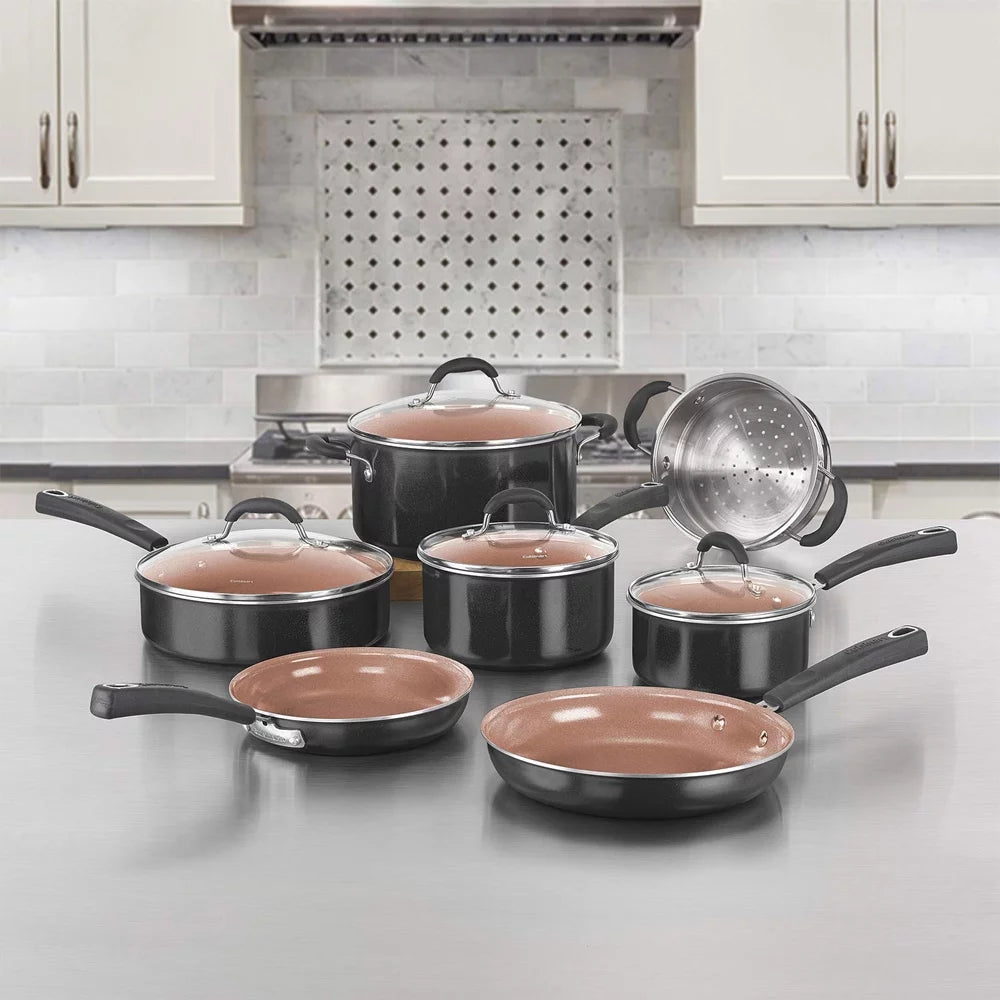 11 Pc Non Stick Cookware Set with Oven Mitt T9543