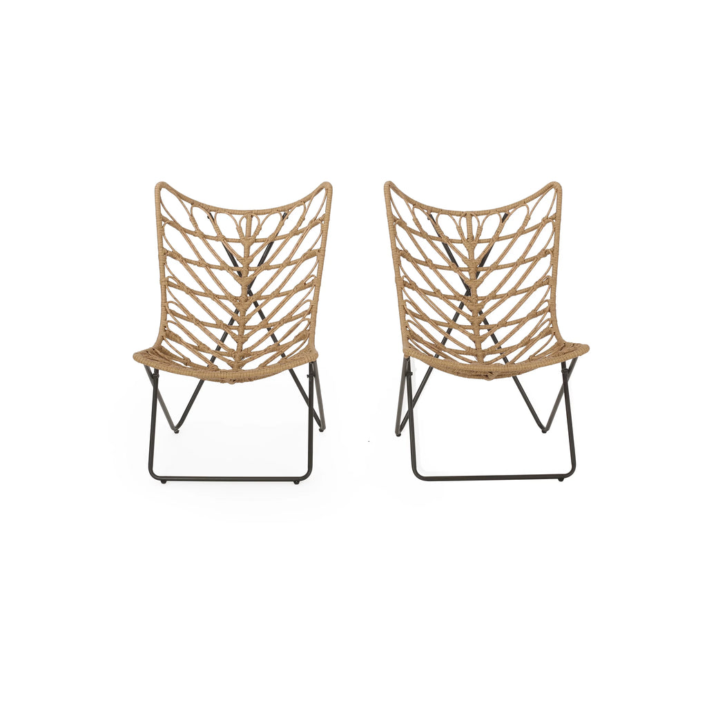 Light Brown and Black Wicker Accent Chairs Set of 2 R7273
