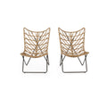 Light Brown and Black Wicker Accent Chairs Set of 2 R7273