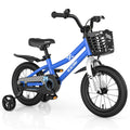 14 Kid's Bike with Training Wheels and Basket, Blue Q2255