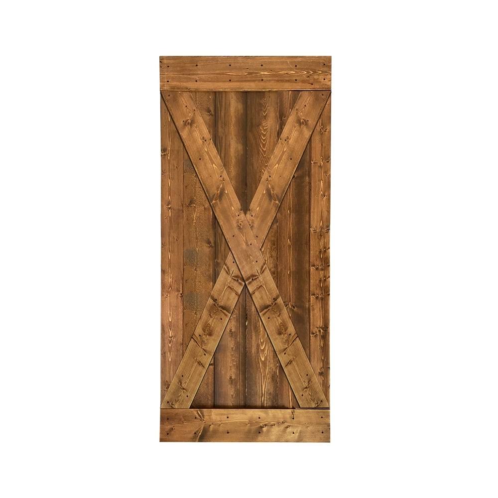 Solid Cherry Red Stained Pine Wood Interior Sliding Barn Door Slab J4861