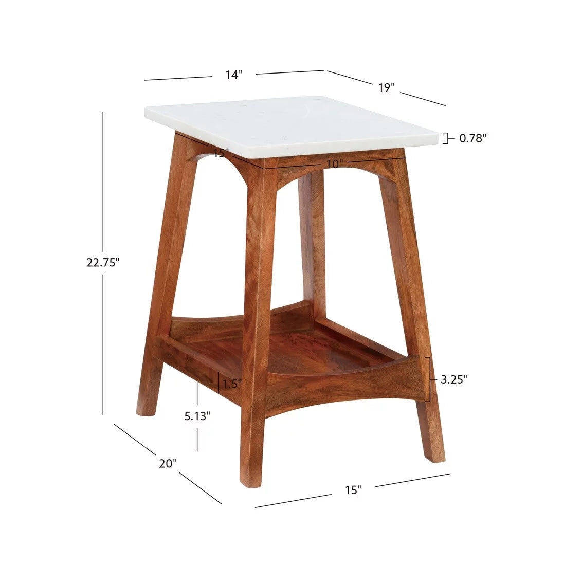 Black Marble and Wood Side Table T559