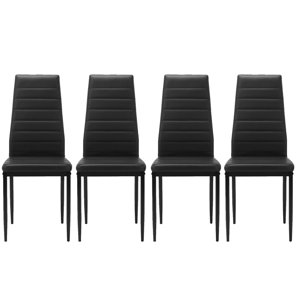 Black Faux Leather Upholstered Dining Chair Set of 4 K737