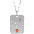 Natural Mexican Fire Opal & Diamond Taurus Constellation Necklace U6685