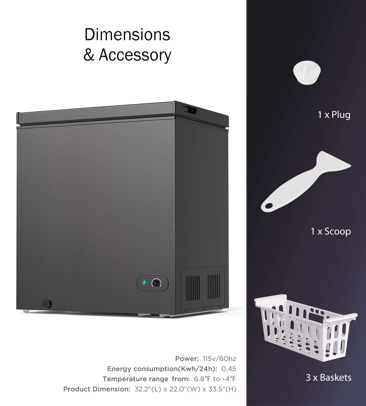 7.0 Cu ft Chest Freezer with Adjustable Temperature Controls G996923