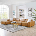 5-Piece Vegan Leather Sectional Sofa in Tan J411878
