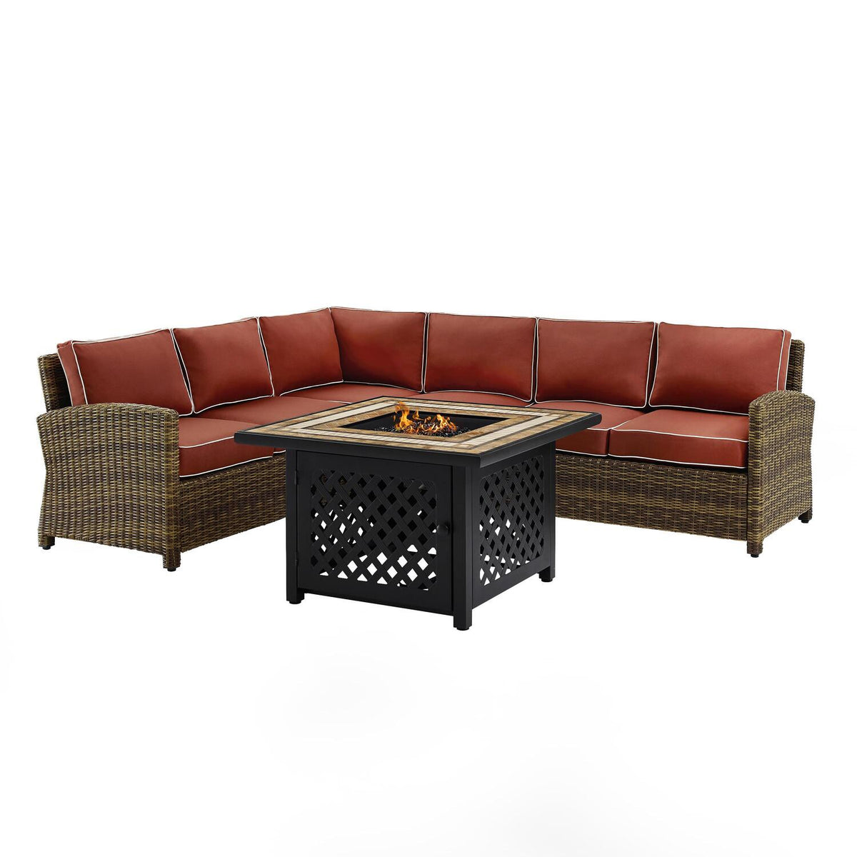 5Pc Outdoor Wicker Sectional Set with Glass Top Coffee Table I70740
