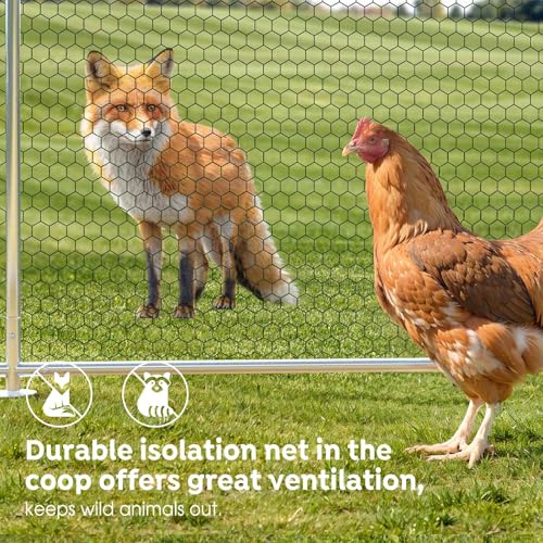 Large Metal Walk-in Chicken Coop with Anti-UV Cover Y27335