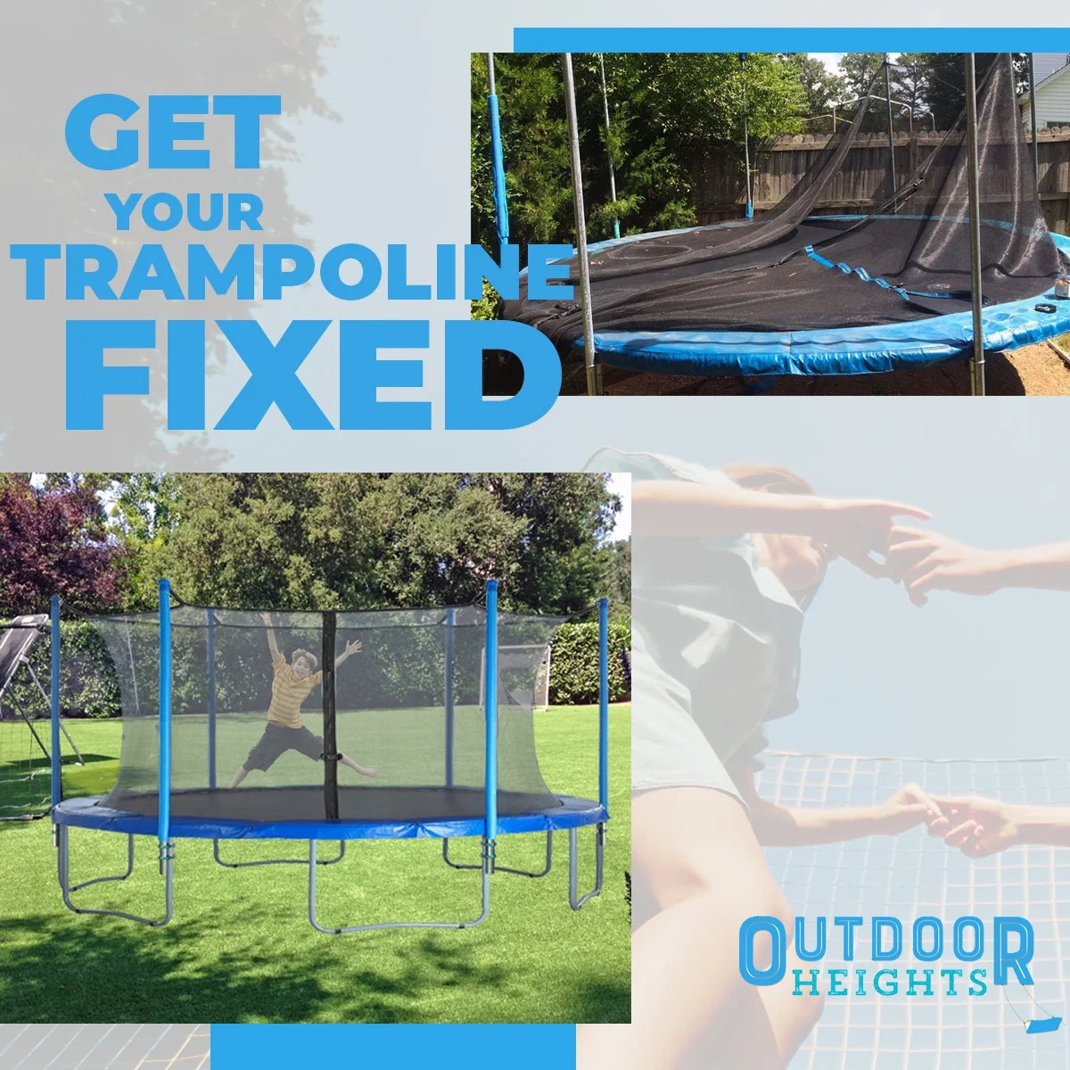 Trampoline Safety Enclosure Net, 6 Poles & Hardware, Fits 16 FT. Round Frame Q38102