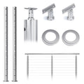 2Pack Stainless Steel Cable Railing Post Round 42x2.36 Pre-drilled Surface Mount A493