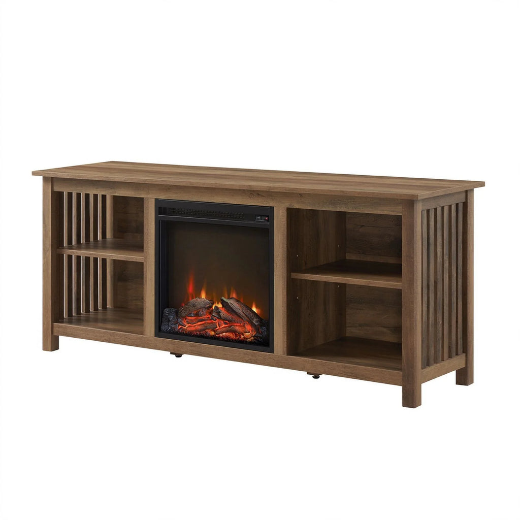58" Rustic Oak Wood Console M17489