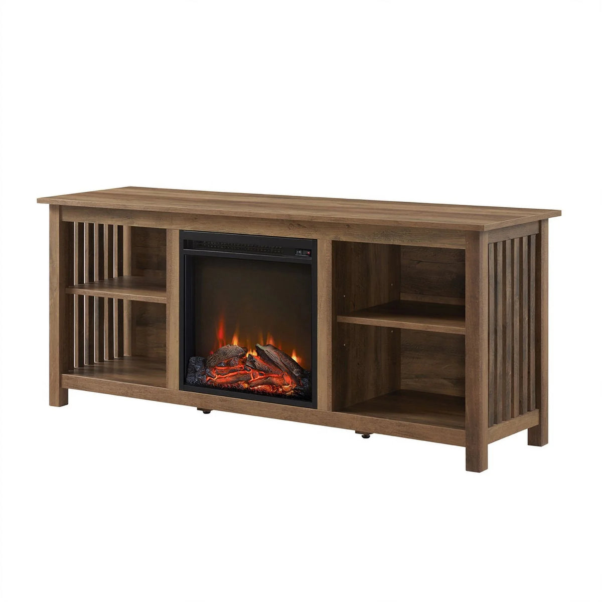 58" Rustic Oak Wood Console M17489