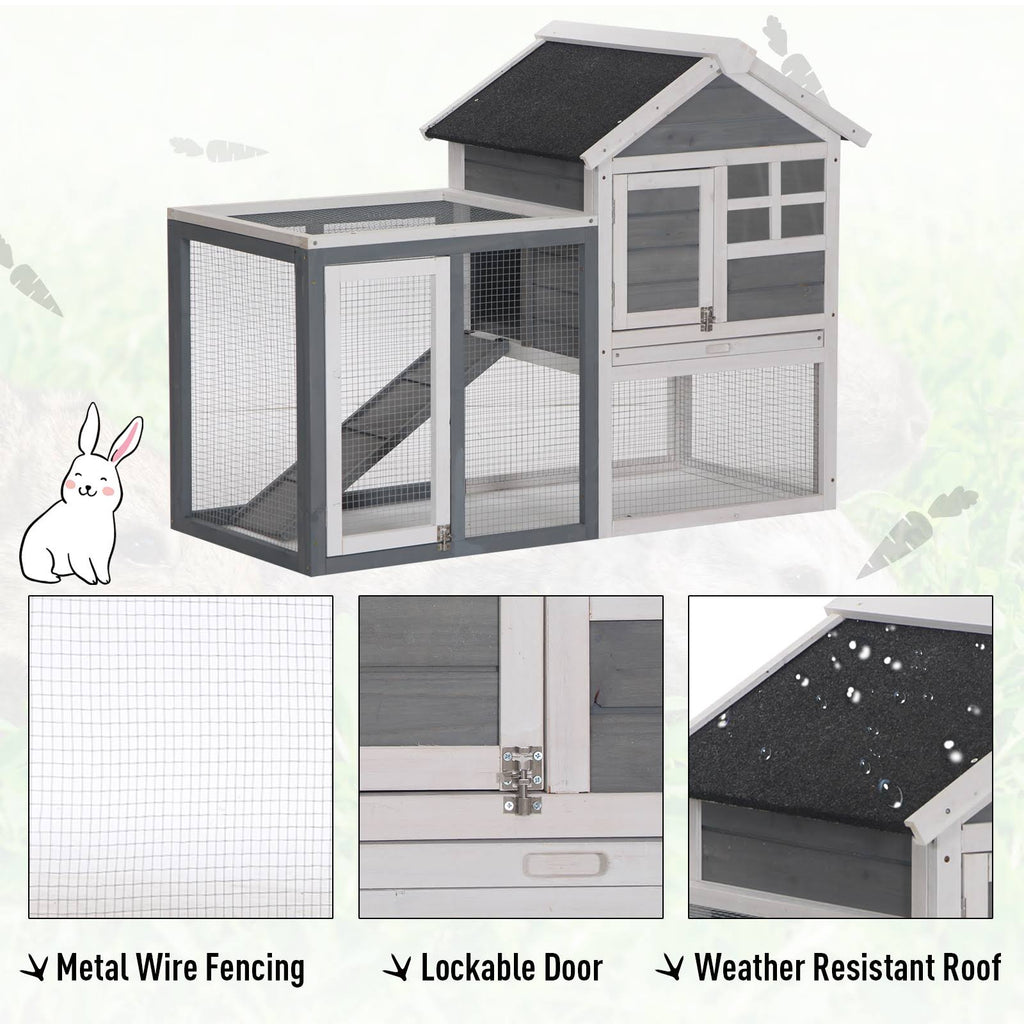 Outdoor Wooden Rabbit Hutch with Run F155308
